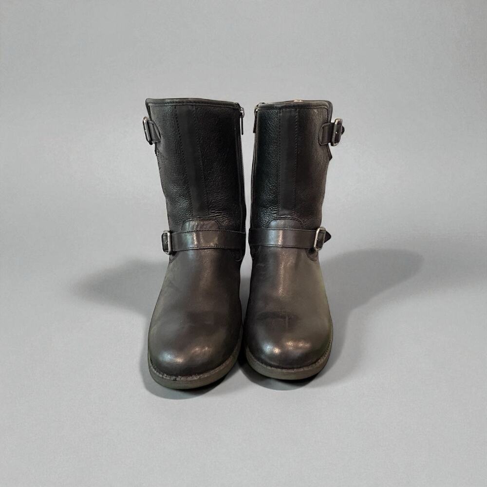 UGG Women's Sz 10 Boots Black Chaney Biker Leather 1007748